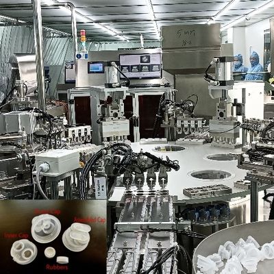 Çevirme masası türü Infuzyon şişesi çift katlı kapağı montaj makinesi